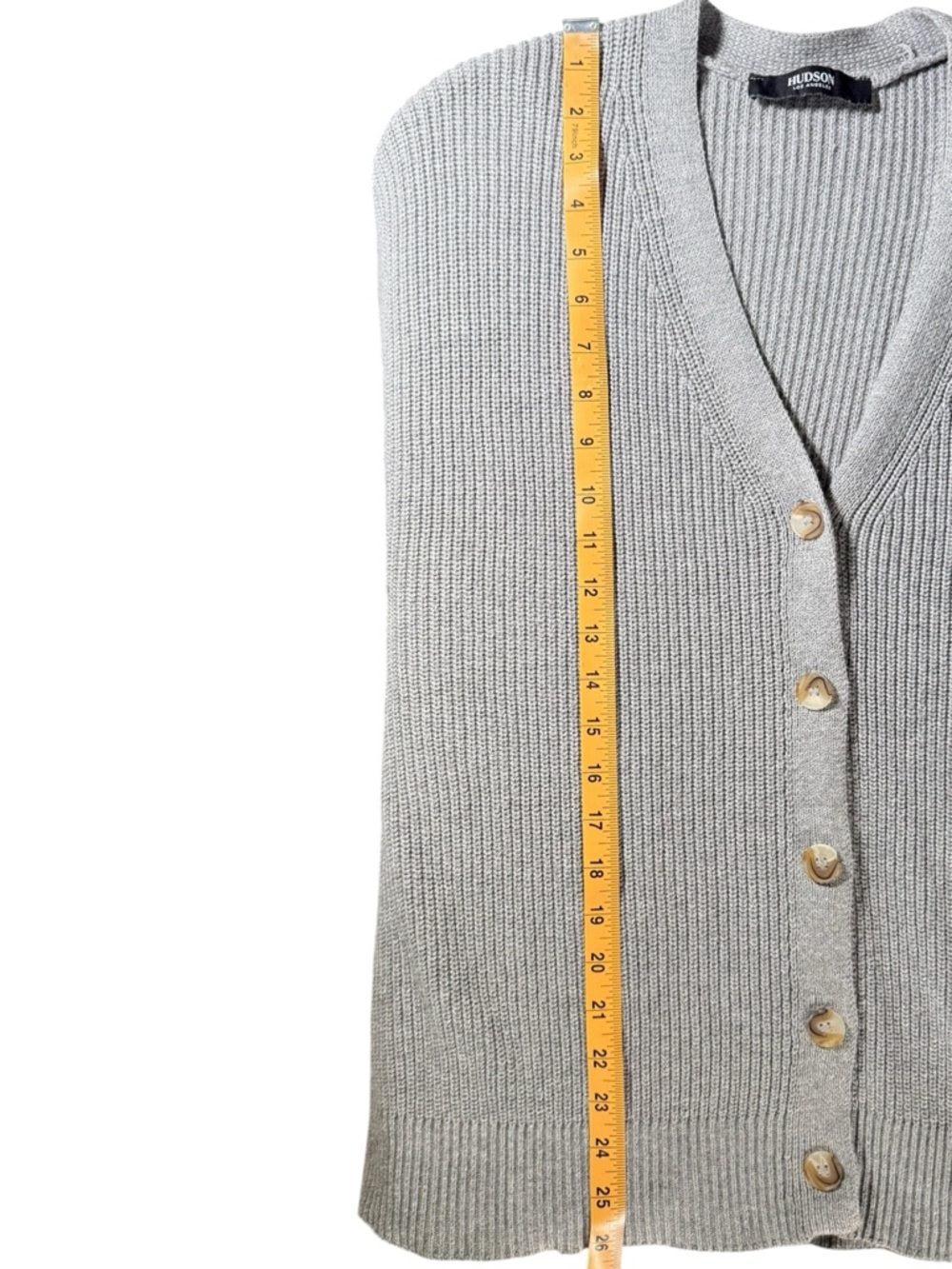 Hudson Jeans 100% Cotton Ribbed V-Neck Button Cardigan Gray size L - Picture 3 of 6